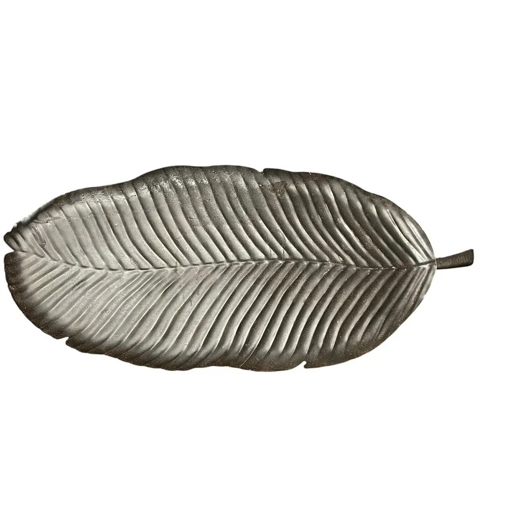 Banana Leaf Metal Candle Tray Partylite Island Escape P8411 Footed‎ Bronze Color